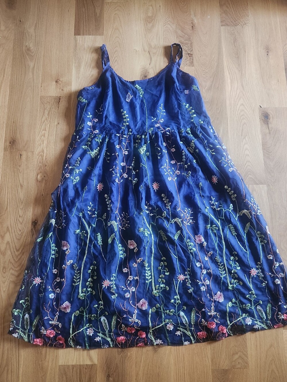 BloomChic Navy Floral Embroidered Sundress